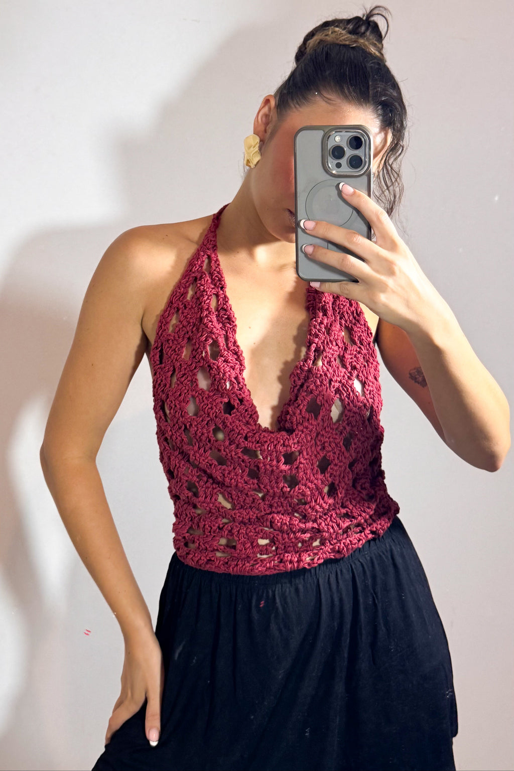 Blusa Crochê Bordô