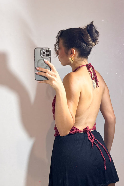 Blusa Crochê Bordô