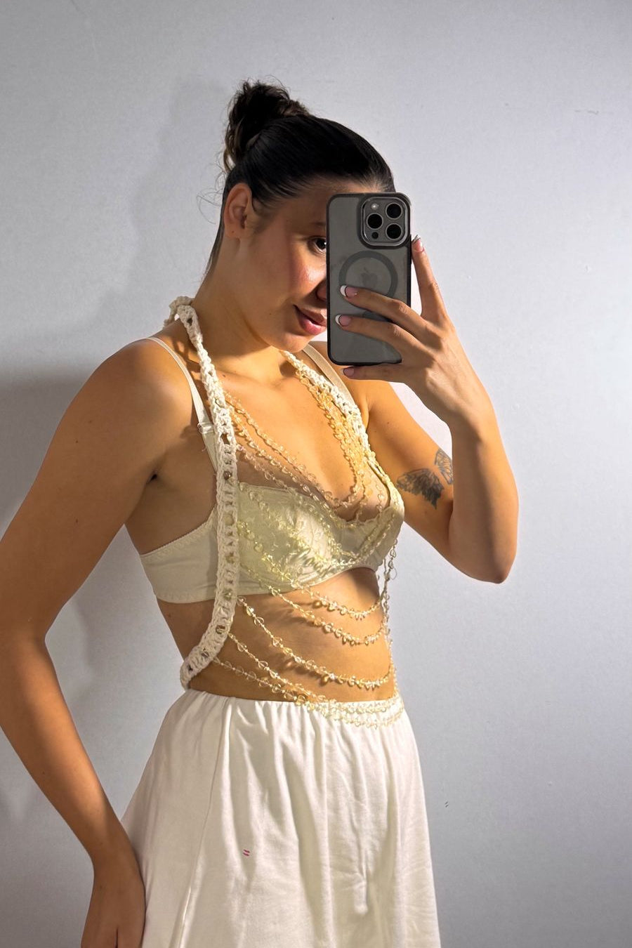 Top crochê miçangas