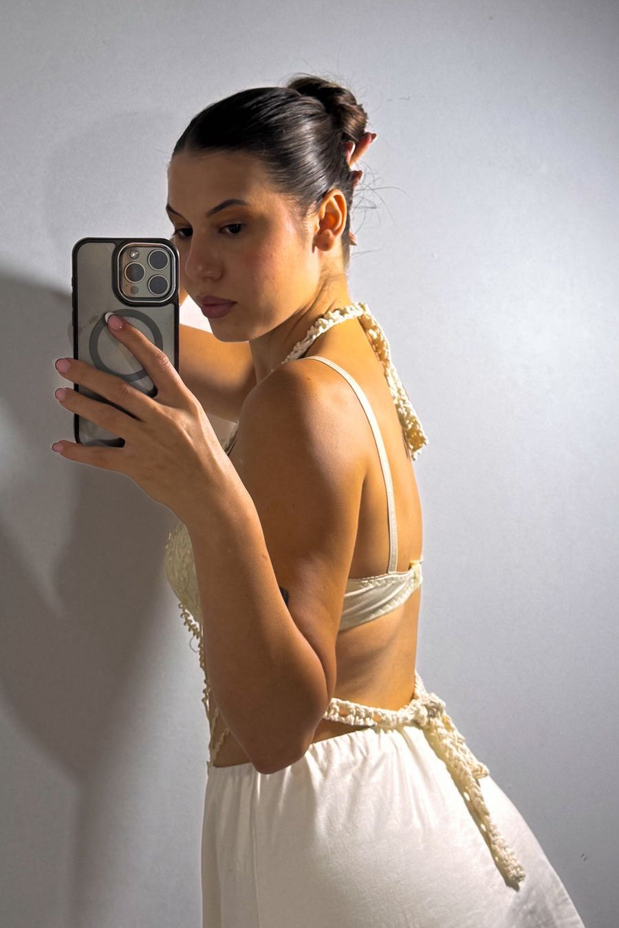 Top crochê miçangas