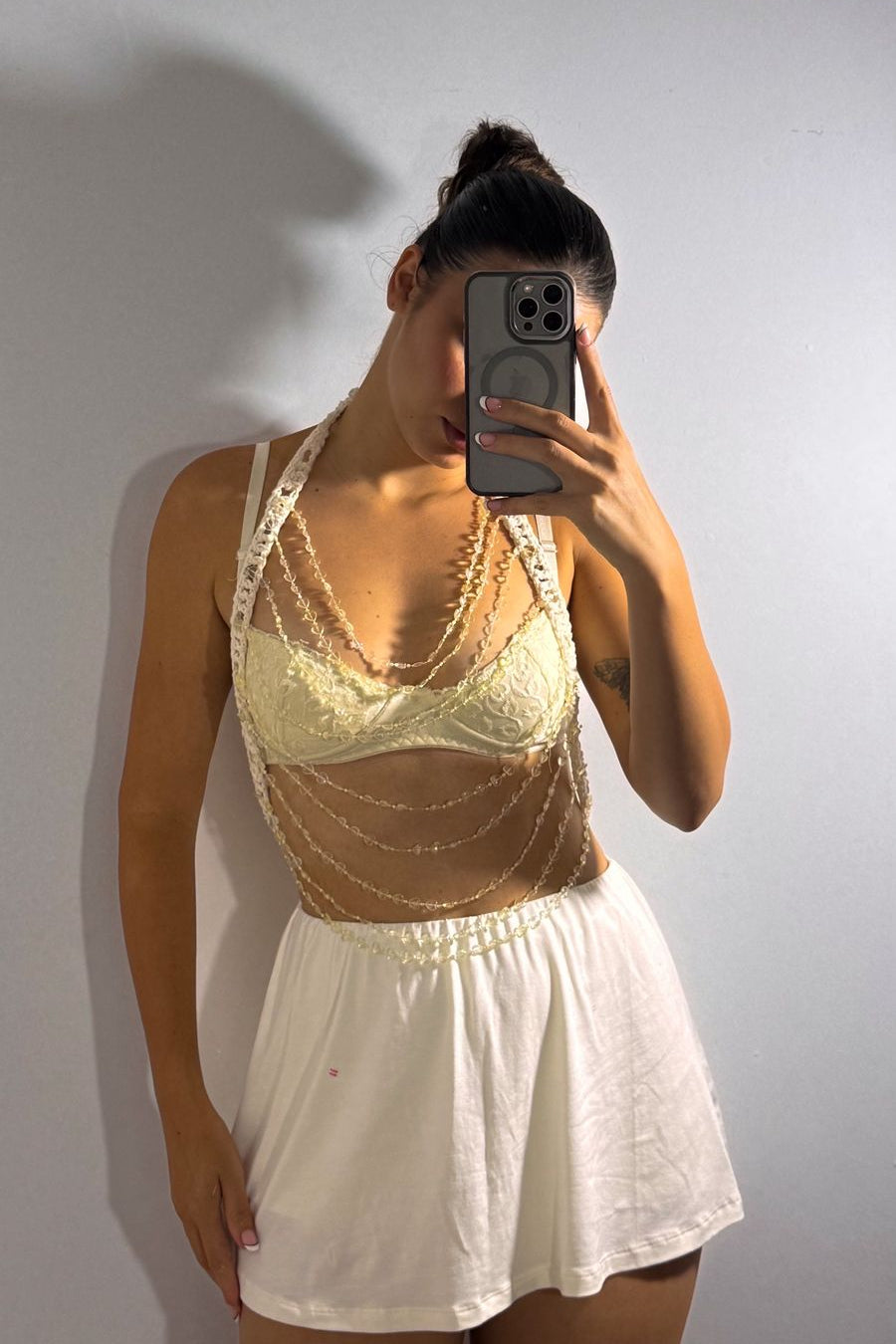 Top crochê miçangas